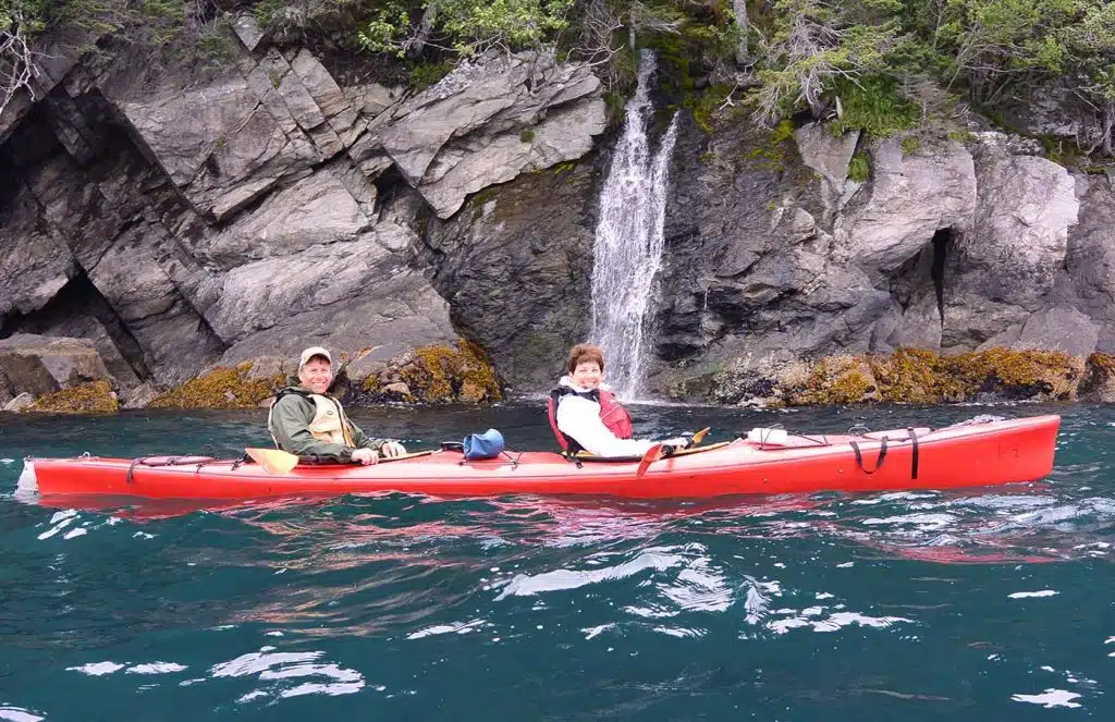 kayaking couple in Alaska