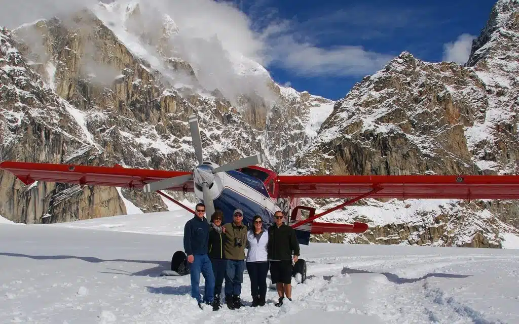 Family glacier landing in Alaska